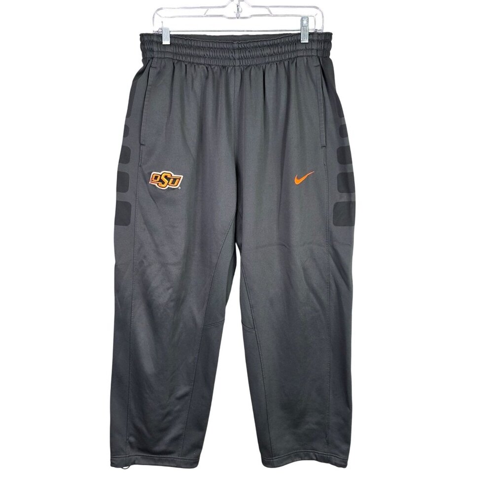 Mens Nike Therma Fit Gray OSU Cowboys Sweatpants Drawstring Polyester Size XL